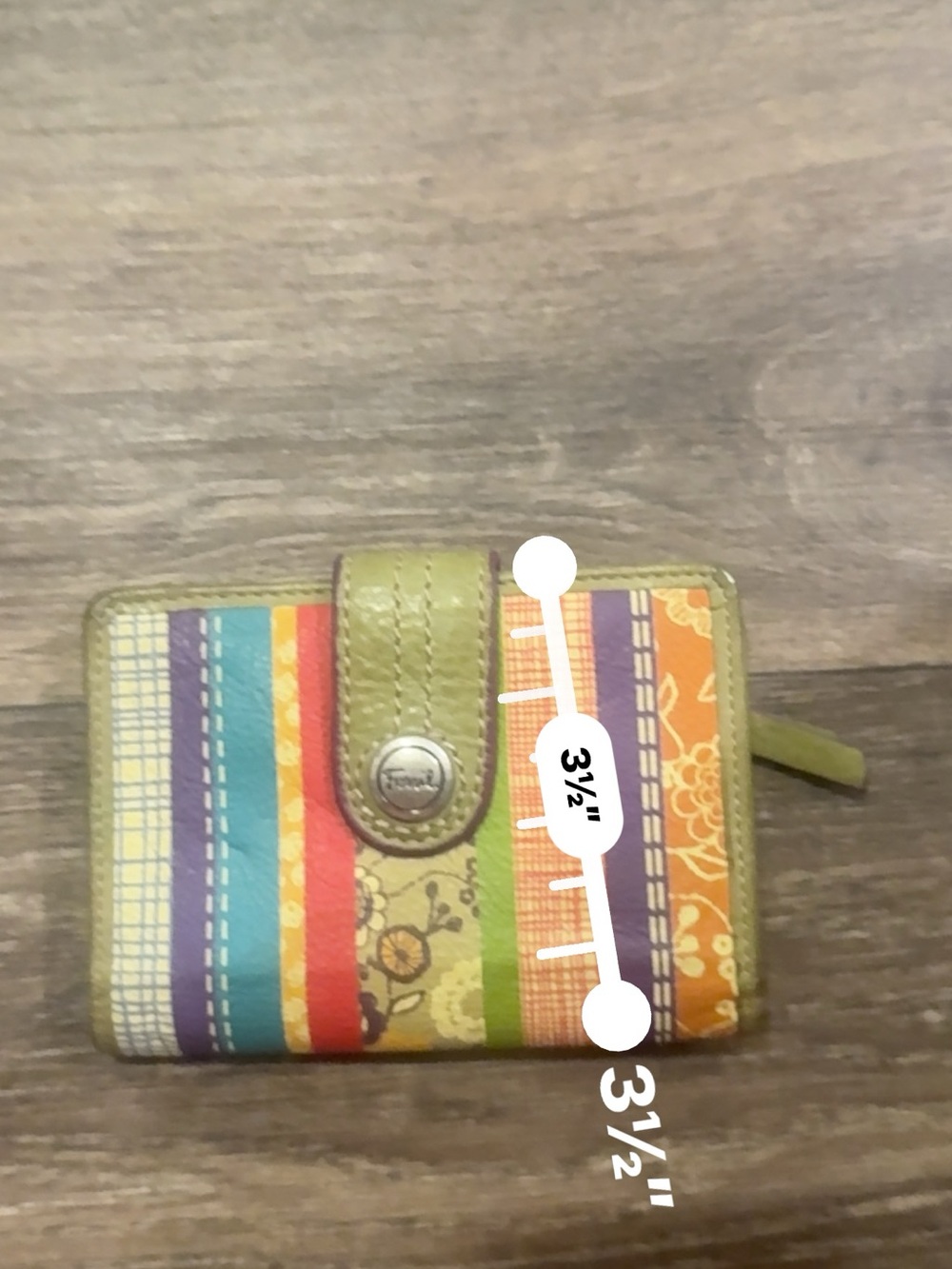 Fossil Multicolor Striped Leather Wallet with Light Green Trim - Picture 14 of 14